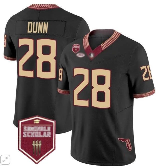 F.State Seminoles #28 Warrick Dunn Alumni Black Game American College Jerseys