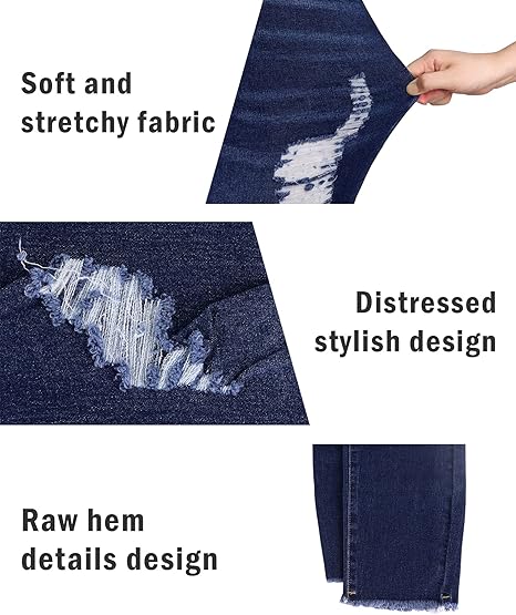 Womens Plus Size Skinny Jeans Stretchy High Waisted Ankle Jean