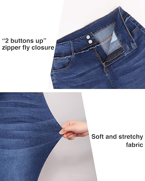 Womens Plus Size Skinny Jeans Stretchy High Waisted Ankle Jean