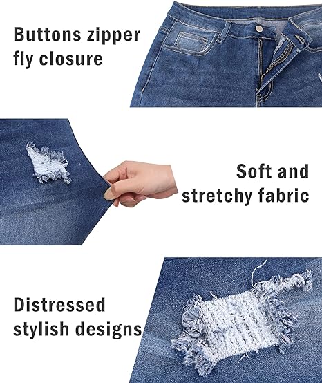 Womens Plus Size Skinny Jeans Stretchy High Waisted Ankle Jean