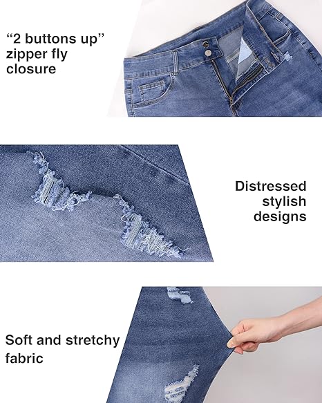 Womens Plus Size Skinny Jeans Stretchy High Waisted Ankle Jean