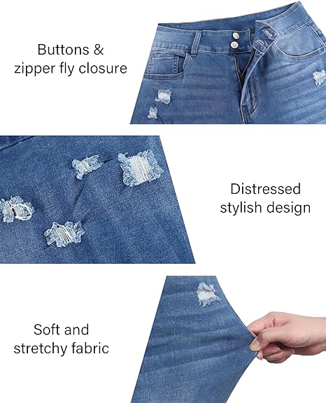 Womens Plus Size Skinny Jeans Stretchy High Waisted Ankle Jean
