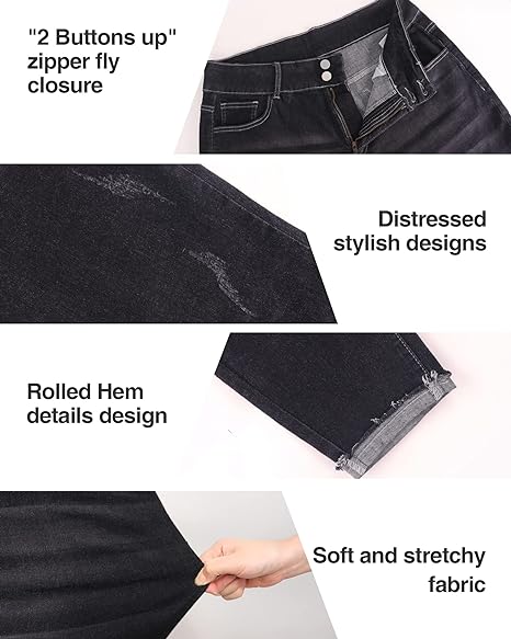 Womens Plus Size Skinny Jeans Stretchy High Waisted Ankle Jean