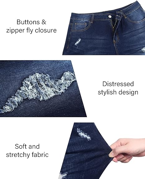 Womens Plus Size Skinny Jeans Stretchy High Waisted Ankle Jean