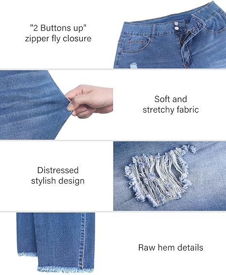 Womens Plus Size Skinny Jeans Stretchy High Waisted Ankle Jean
