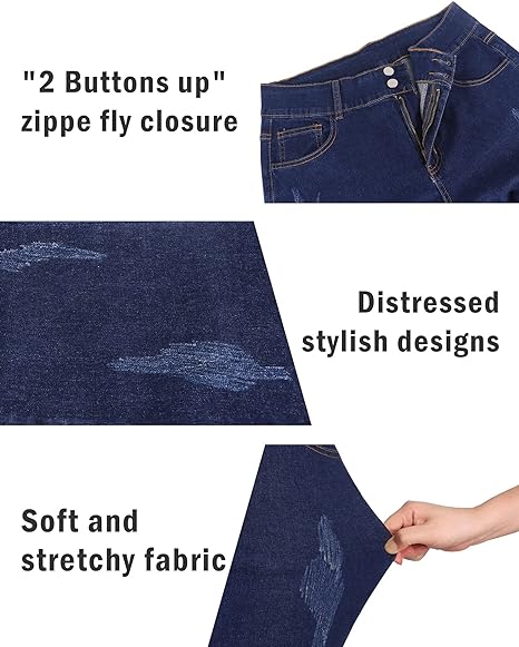 Womens Plus Size Skinny Jeans Stretchy High Waisted Ankle Jean