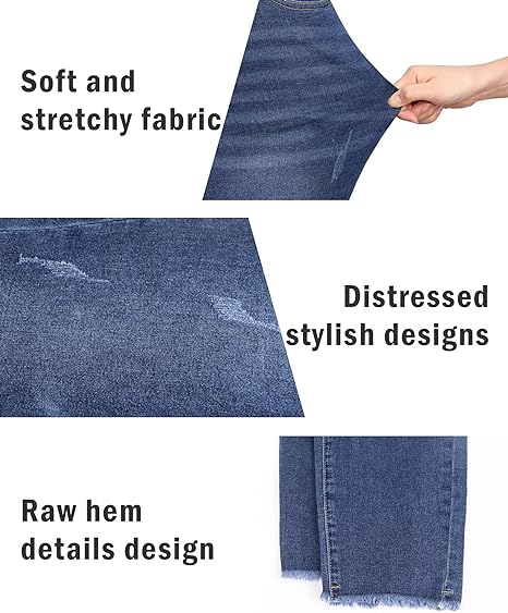 Womens Plus Size Skinny Jeans Stretchy High Waisted Ankle Jean