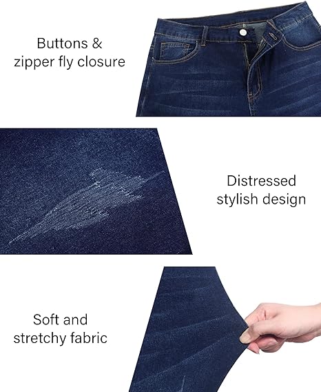 Womens Plus Size Skinny Jeans Stretchy High Waisted Ankle Jean