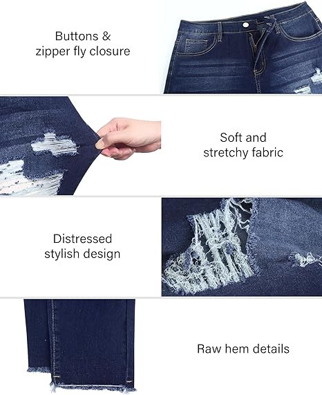 Womens Plus Size Skinny Jeans Stretchy High Waisted Ankle Jean