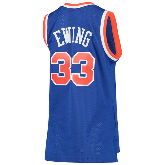 NY.Knicks #33 Patrick Ewing Mitchell & Ness Hardwood Classics 75th Anniversary Diamond Swingman Jersey Blue Stitched American Basketball Jersey