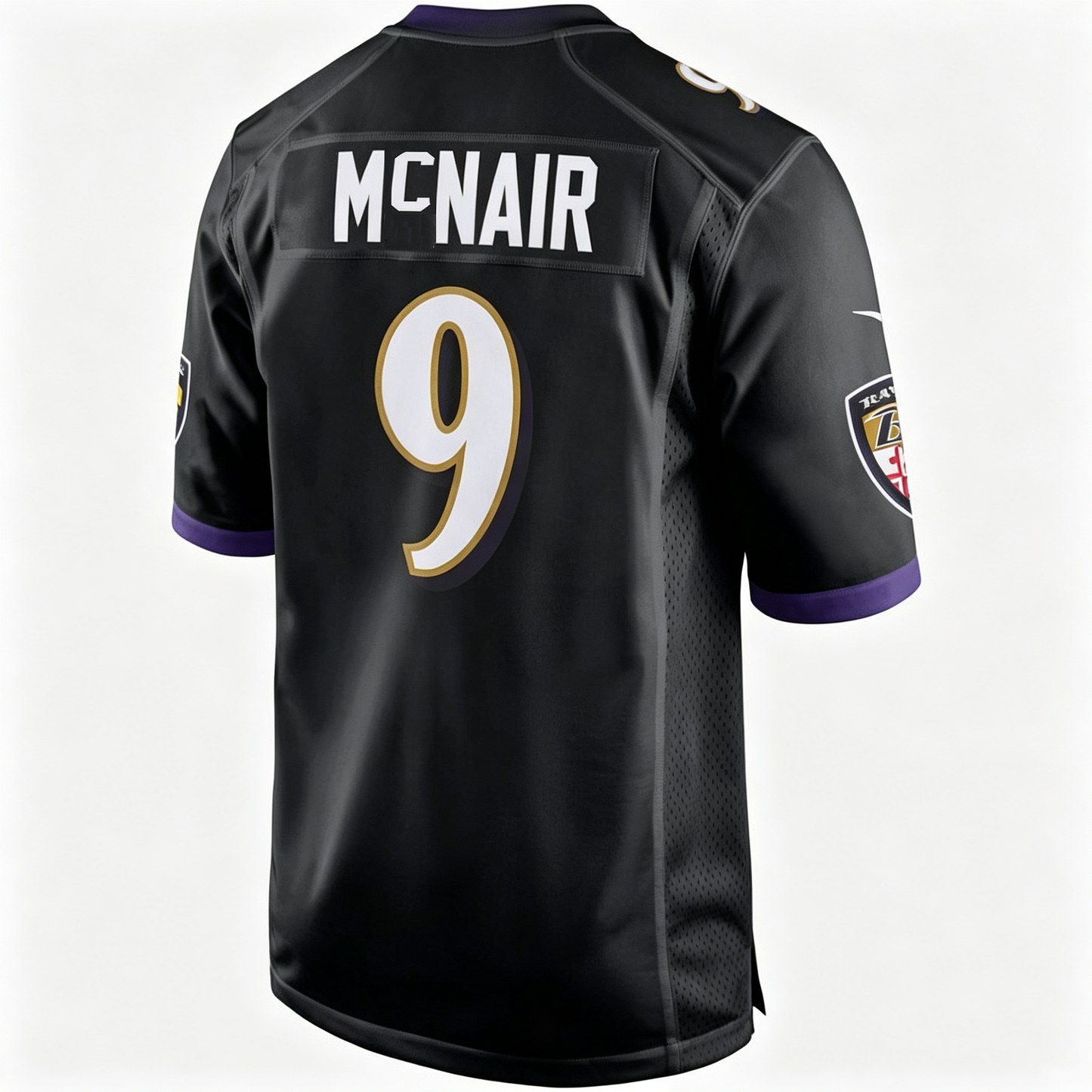 B.Ravens #9 Steve McNair Black Team Game Football Jersey
