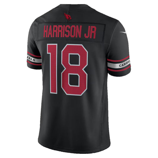 A.Cardinals #18 Marvin Harrison Jr. Black Alternate Vapor F.U.S.E. Stitched Limited Football Jersey