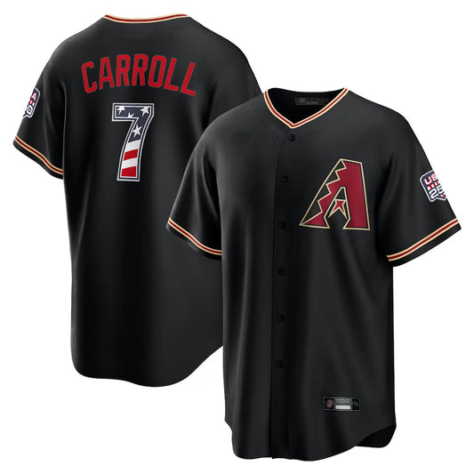 Arizona Diamondbacks #7 Corbin Carroll Player Black USA 250 Fourth of July Game Home Stitched Baseball Jersey