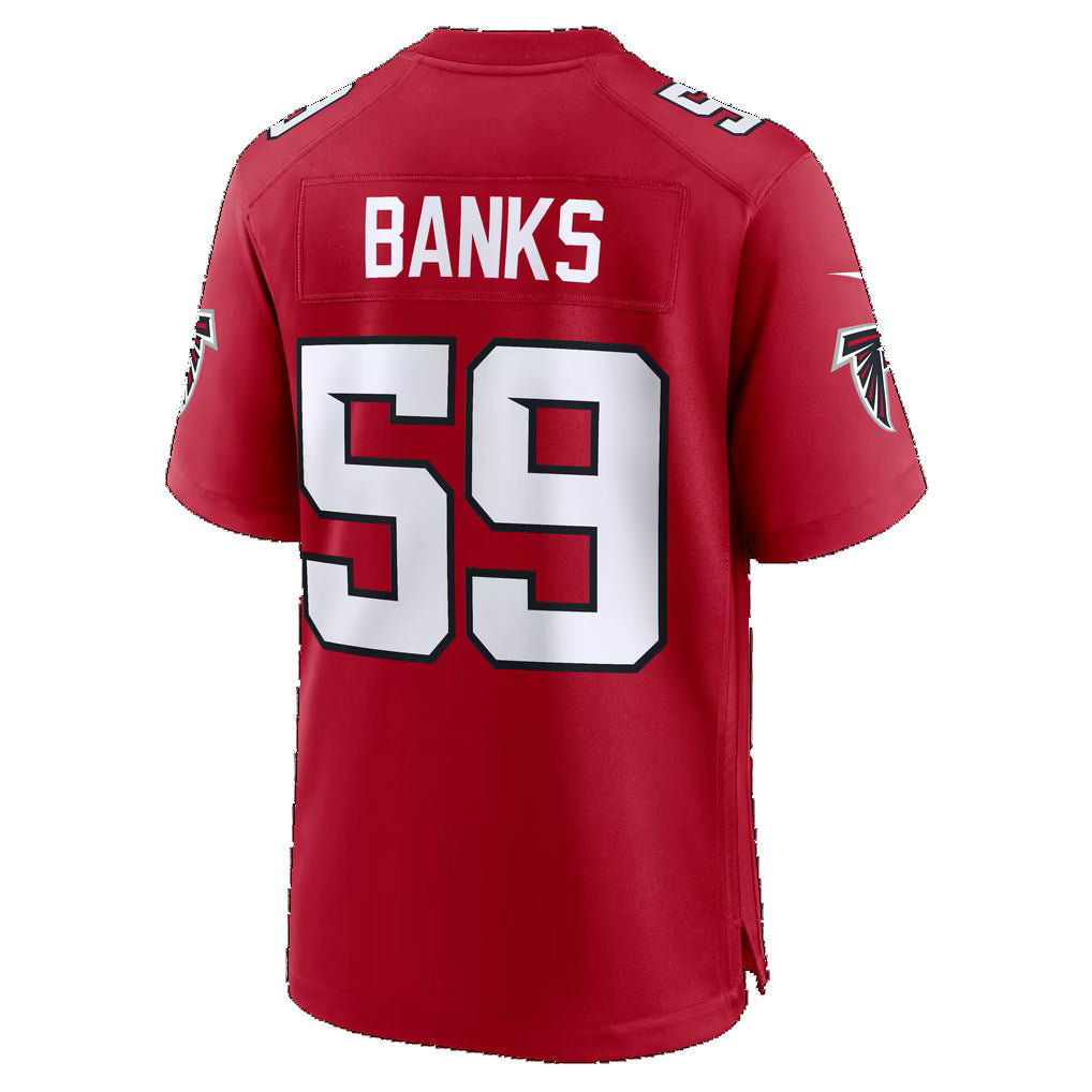 A.Falcons #59 Keshawn Banks Red Team Game Football Jersey