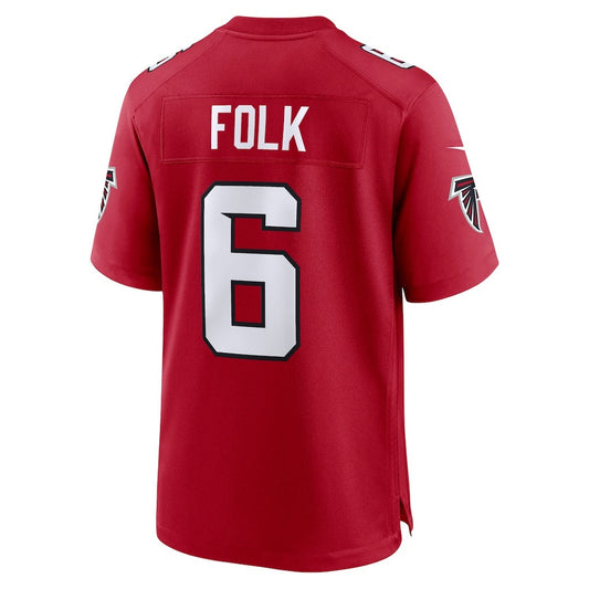 A.Falcons #6 Nick Folk Red Team Game Stitched Football American Jersey
