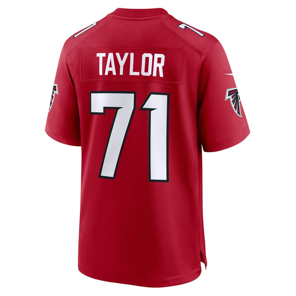 A.Falcons #71 Jawaan Taylor Red Team Game Football Jersey