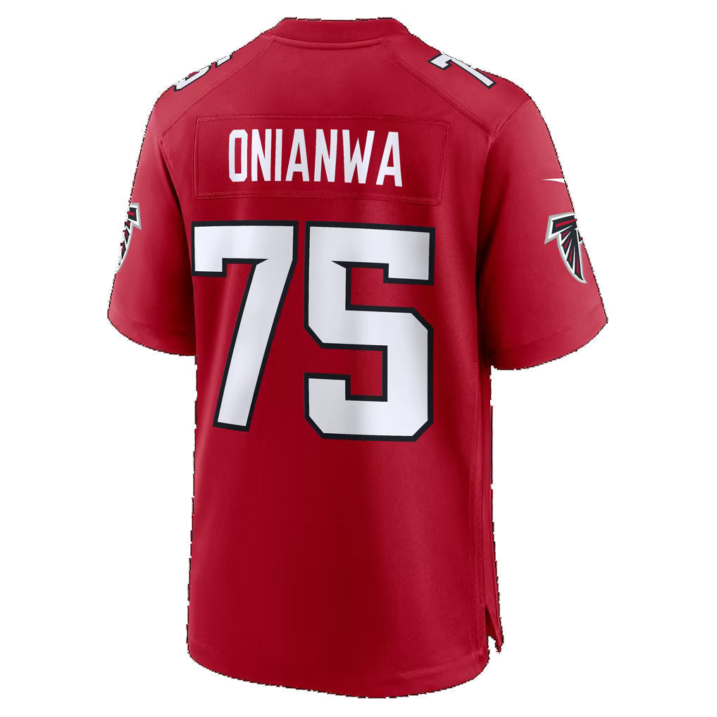 A.Falcons #75 Ethan Onianwa Red Team Game Football Jersey