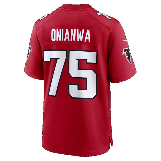 A.Falcons #75 Ethan Onianwa Red Team Game Football Jersey