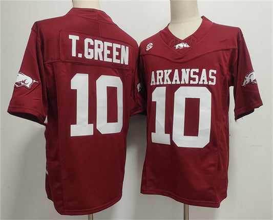 A.Razorbacks #10 TAYLEN GREEN Red 2025 F.U.S.E. Vapor Limited Stitched Football American College Jerseys