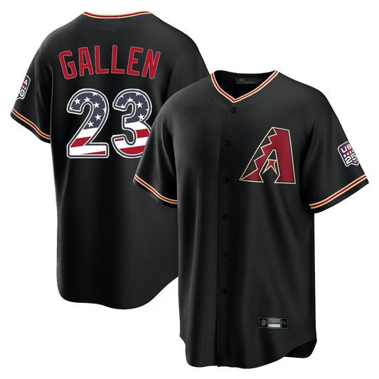 Arizona Diamondbacks #23 Zac Gallen Player Black USA 250 Fourth of July Game Home Stitched Baseball Jersey