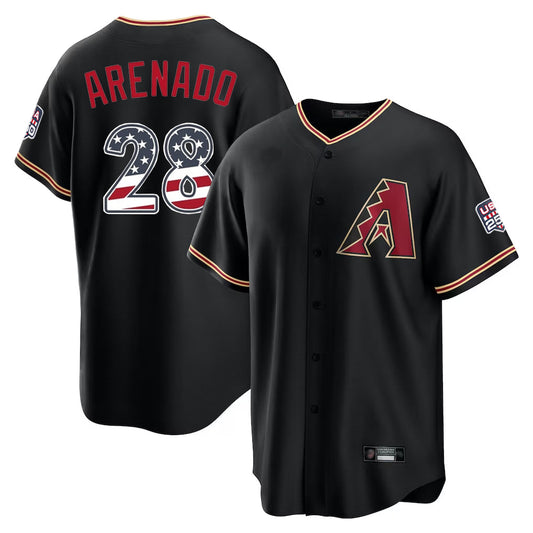 Arizona Diamondbacks #28 Nolan Arenado Player Black USA 250 Fourth of July Game Home Stitched Baseball Jersey