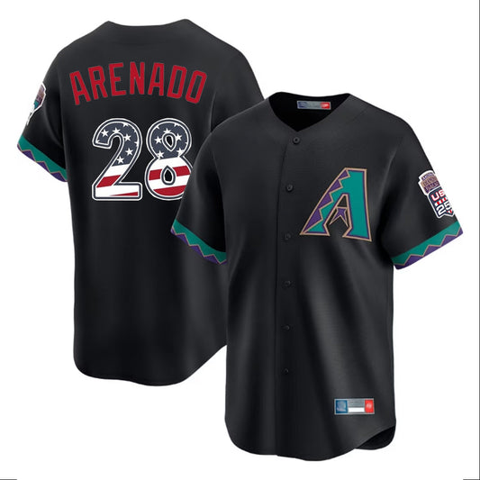 Arizona Diamondbacks #28 Nolan Arenado Player Black USA 250 Fourth of July Home Game Stitched Baseball Jersey
