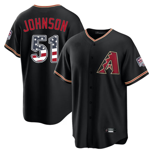 Arizona Diamondbacks #51 Randy Johnson Player Black USA 250 Fourth of July Game Home Stitched Baseball Jersey