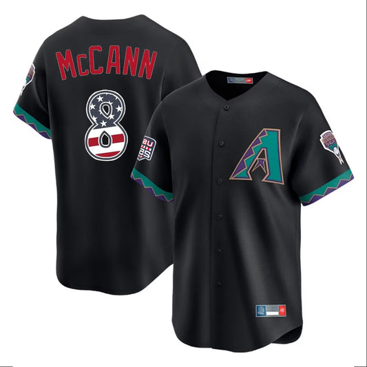 Arizona Diamondbacks #8 James McCann Player Black USA 250 Fourth of July Home Game Stitched Baseball Jersey