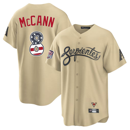 Arizona Diamondbacks #8 James McCann Player Tan USA 250 Fourth of July Home Game Stitched Baseball Jersey