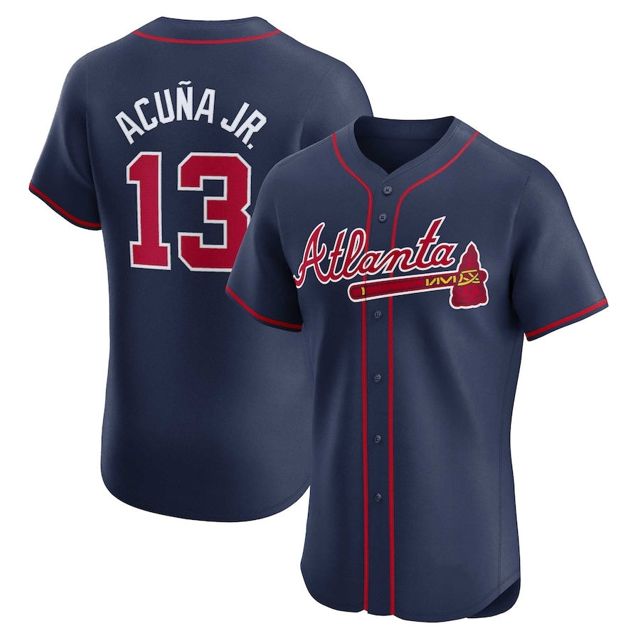 Atlanta Braves #13 Ronald Acuña Jr. Alternate Elite Player Jersey - Navy Baseball Jerseys