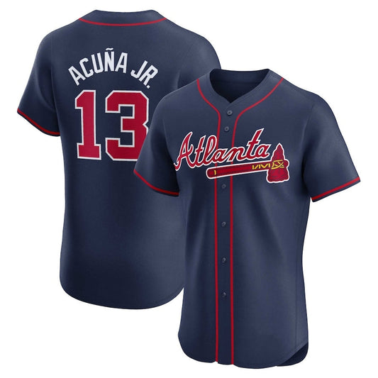 Atlanta Braves #13 Ronald Acuña Jr. Alternate Elite Player Jersey - Navy Baseball Jerseys