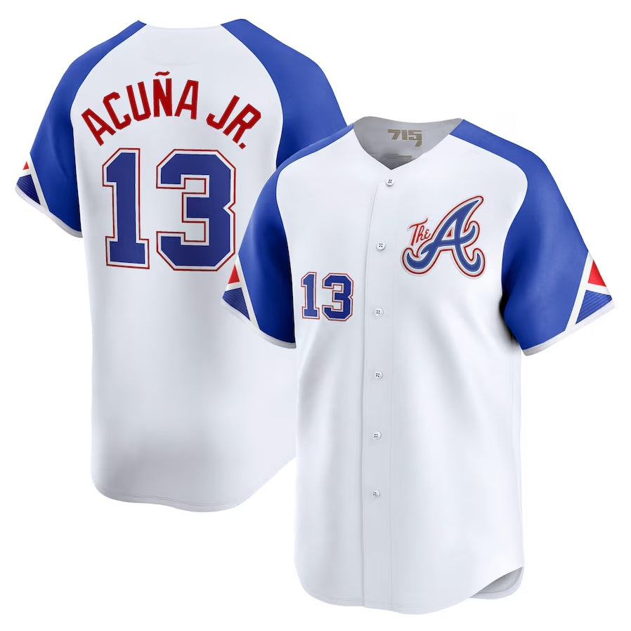 Atlanta Braves #13 Ronald Acuña Jr. City Connect Limited Jersey - White Baseball Jerseys