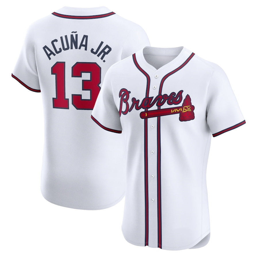 Atlanta Braves #13 Ronald Acuña Jr. Home Elite Jersey - White Baseball Jerseys
