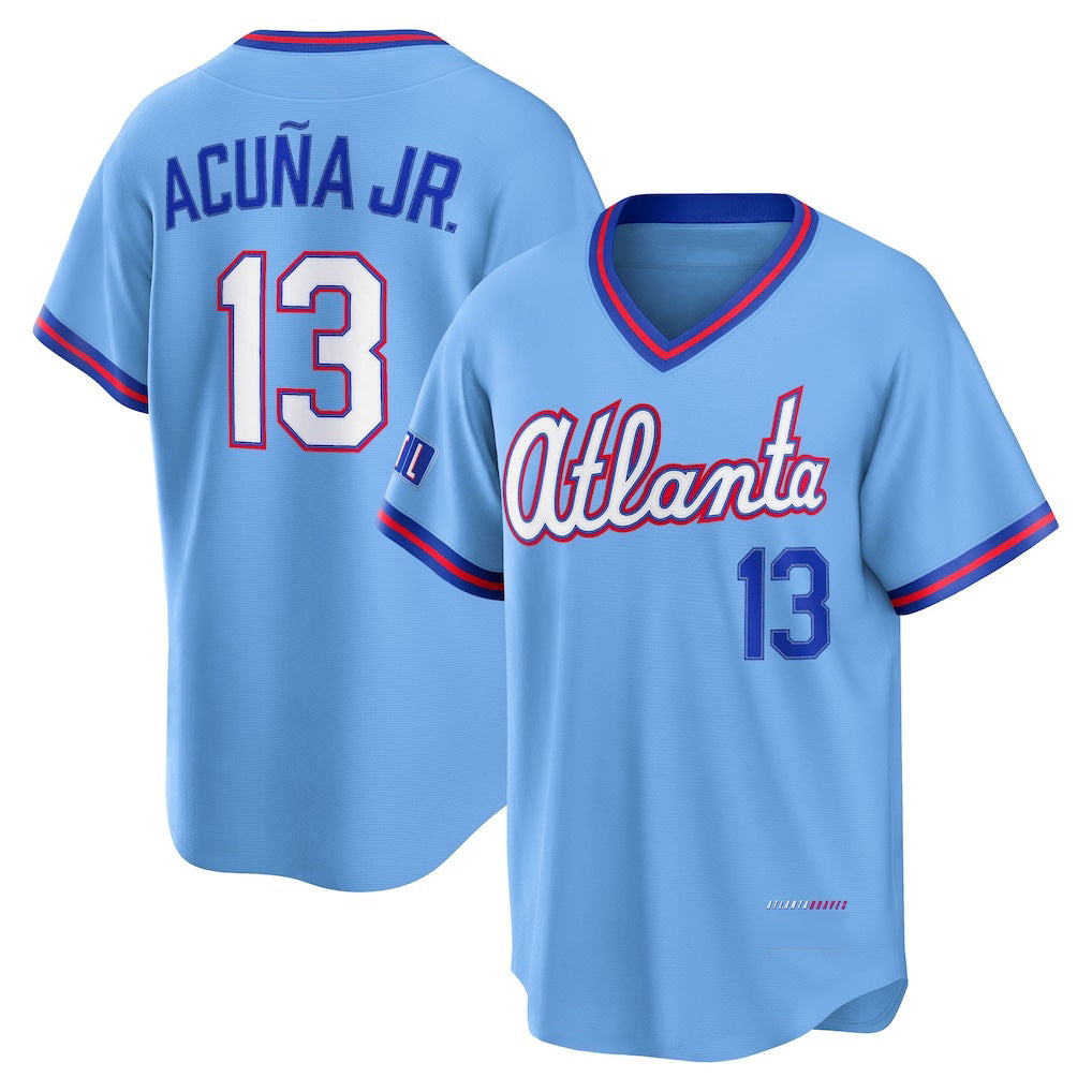 Atlanta Braves #13 Ronald Acuña Jr. Powder Blue 2026 City Connect Stadium Stitched Baseball Jersey