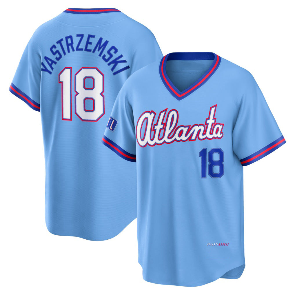 Atlanta Braves #18 Mike Yastrzemski Powder Blue 2026 City Connect Stadium Stitched Baseball Jersey