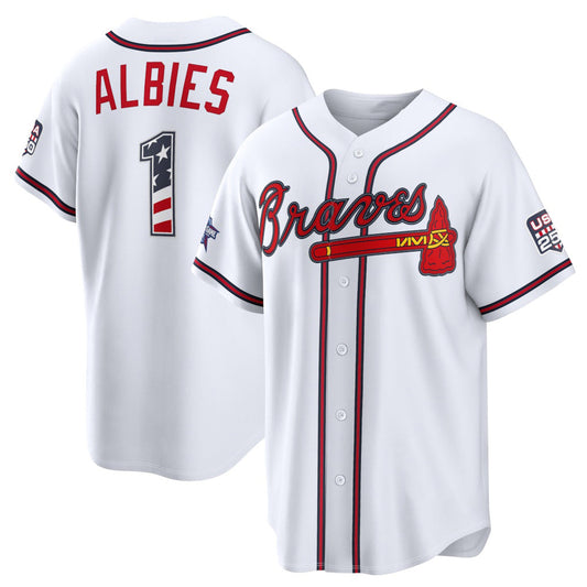 Atlanta Braves #1 Ozzie Albies 2026 All-Star Edition Stars & Stripes White Stadium Baseball Jersey