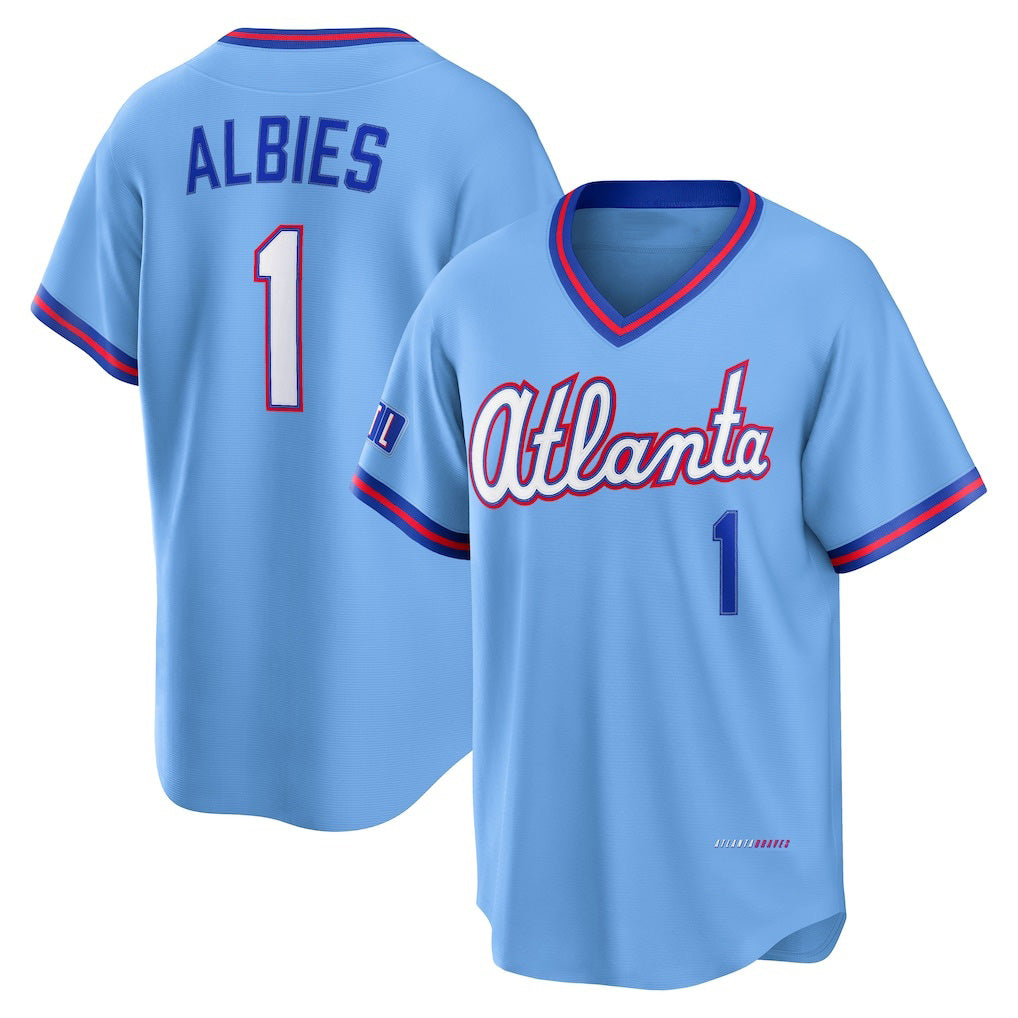 Atlanta Braves #1 Ozzie Albies Powder Blue 2026 City Connect Stadium Stitched Baseball Jersey