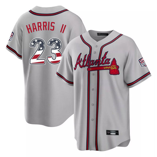 Atlanta Braves #23 Michael Harris II Player Gray USA 250 Fourth Of July Limited Home Game Stitched Baseball Jersey