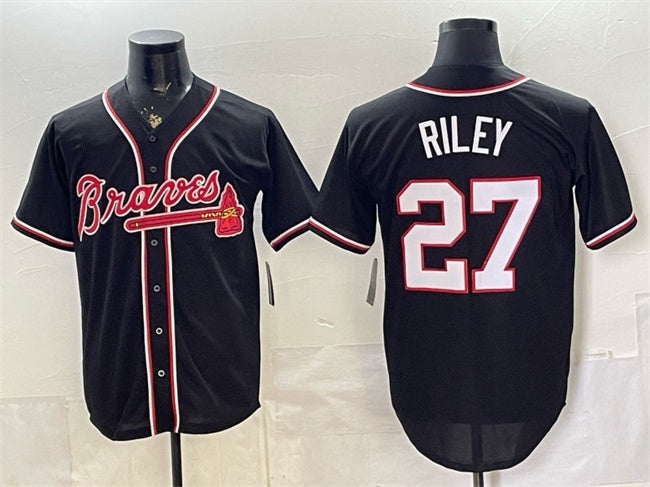 Atlanta Braves #27 Austin Riley 2026 Fashion Replica Black Out Stitched Jersey