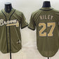 Atlanta Braves #27 Austin Riley Olive 2026 Armed Forces Day Stitched Jersey