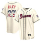 Atlanta Braves #27 Austin Riley Player Cream USA 250 Fourth Of July Limited Home Game Stitched Baseball Jersey