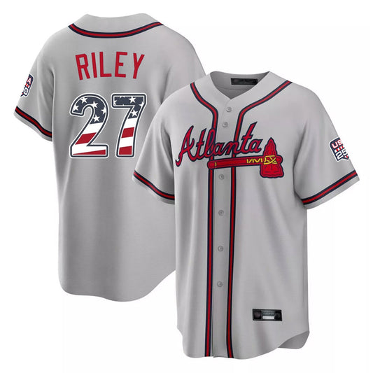 Atlanta Braves #27 Austin Riley Player Gray USA 250 Fourth Of July Limited Home Game Stitched Baseball Jersey