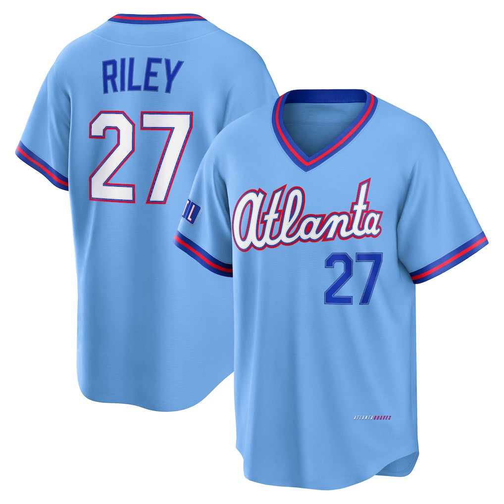 Atlanta Braves #27 Austin Riley Powder Blue 2026 City Connect Stadium Stitched Baseball Jersey