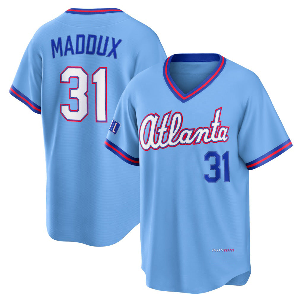 Atlanta Braves #31 Greg Maddux Powder Blue 2026 City Connect Stadium Stitched Baseball Jersey