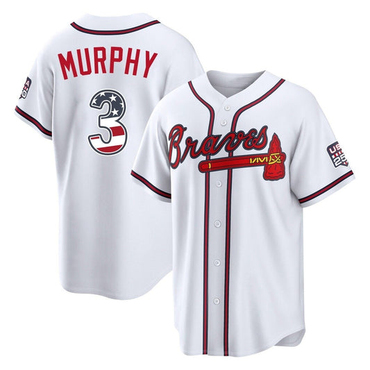 Atlanta Braves #3 Dale Murphy Player White USA 250 Fourth Of July Limited Home Game Stitched Baseball Jersey