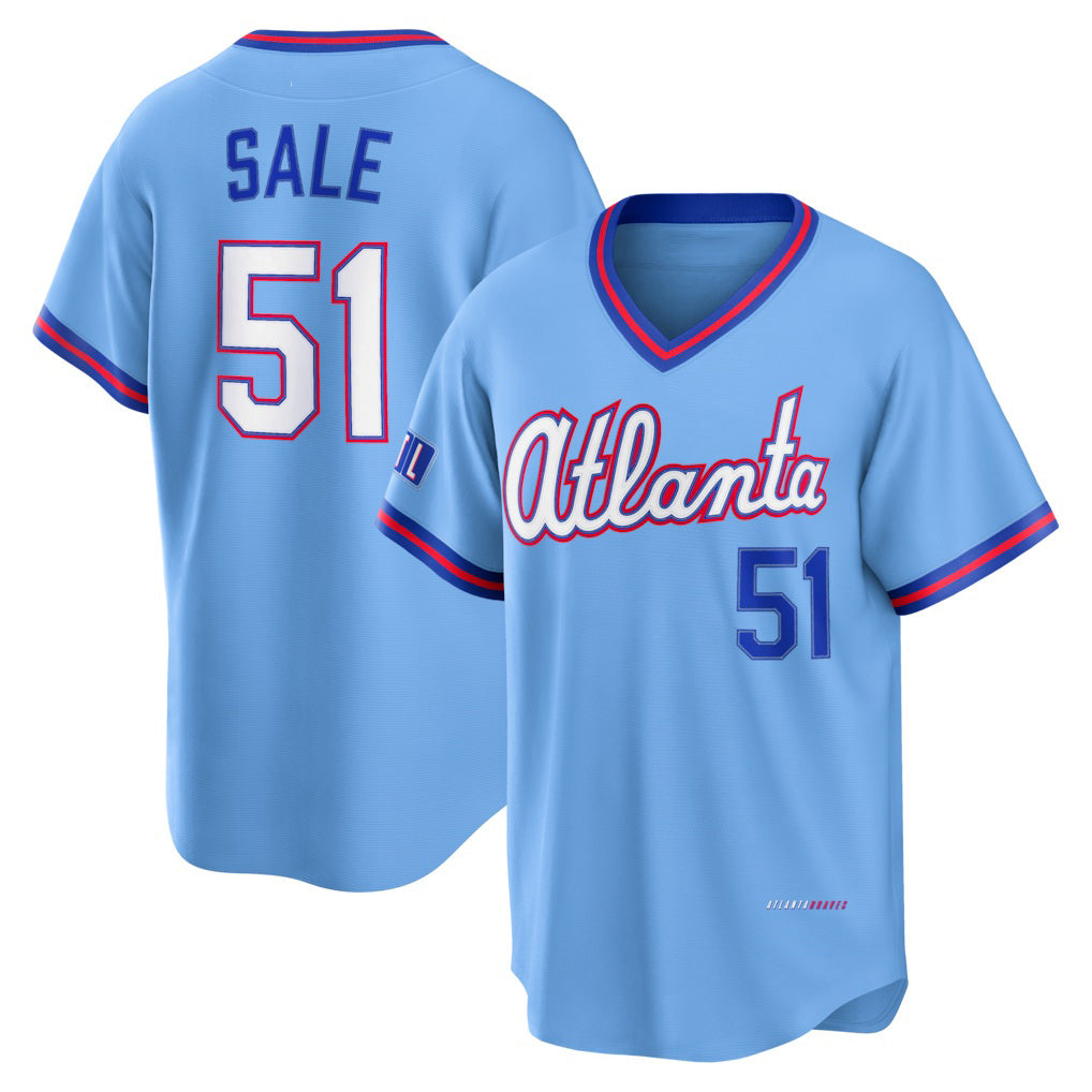 Atlanta Braves #51 Chris Sale Powder Blue 2026 City Connect Stadium Stitched Baseball Jersey