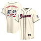 Atlanta Braves #56 Spencer Schwellenbach Player Cream USA 250 Fourth Of July Limited Home Game Stitched Baseball Jersey