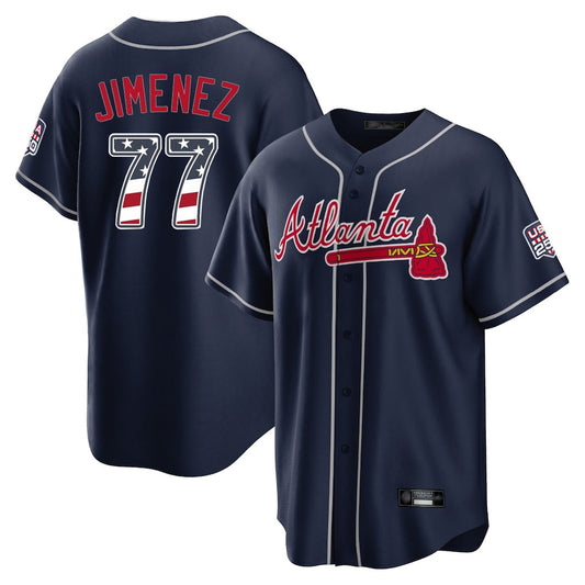 Atlanta Braves #77 Joe Jimenez Player Navy USA 250 Fourth Of July Limited Home Game Stitched Baseball Jersey