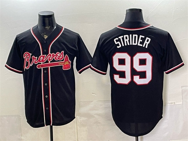 Atlanta Braves #99 Spencer Strider 2026 Fashion Replica Black Out Stitched Jersey