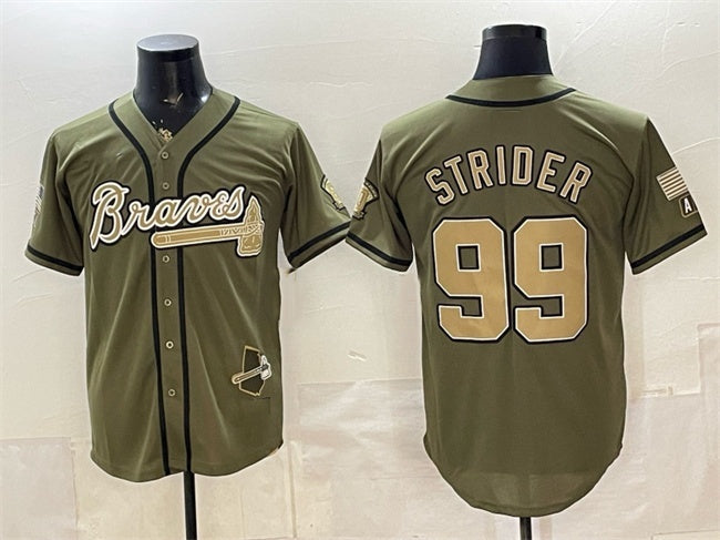 Atlanta Braves #99 Spencer Strider Olive 2026 Armed Forces Day Stitched Jersey